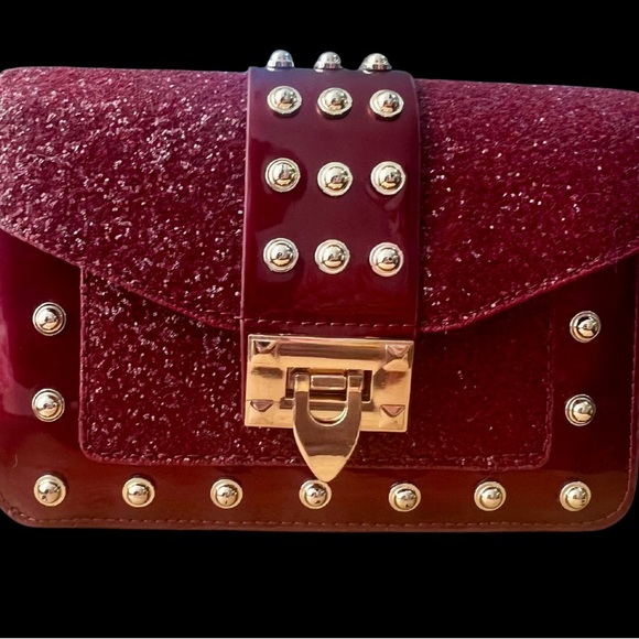 Marc Jacobs Anna Sui Collab Wine Colored Crossbody Bag with Gold Studs - Picture 1 of 5